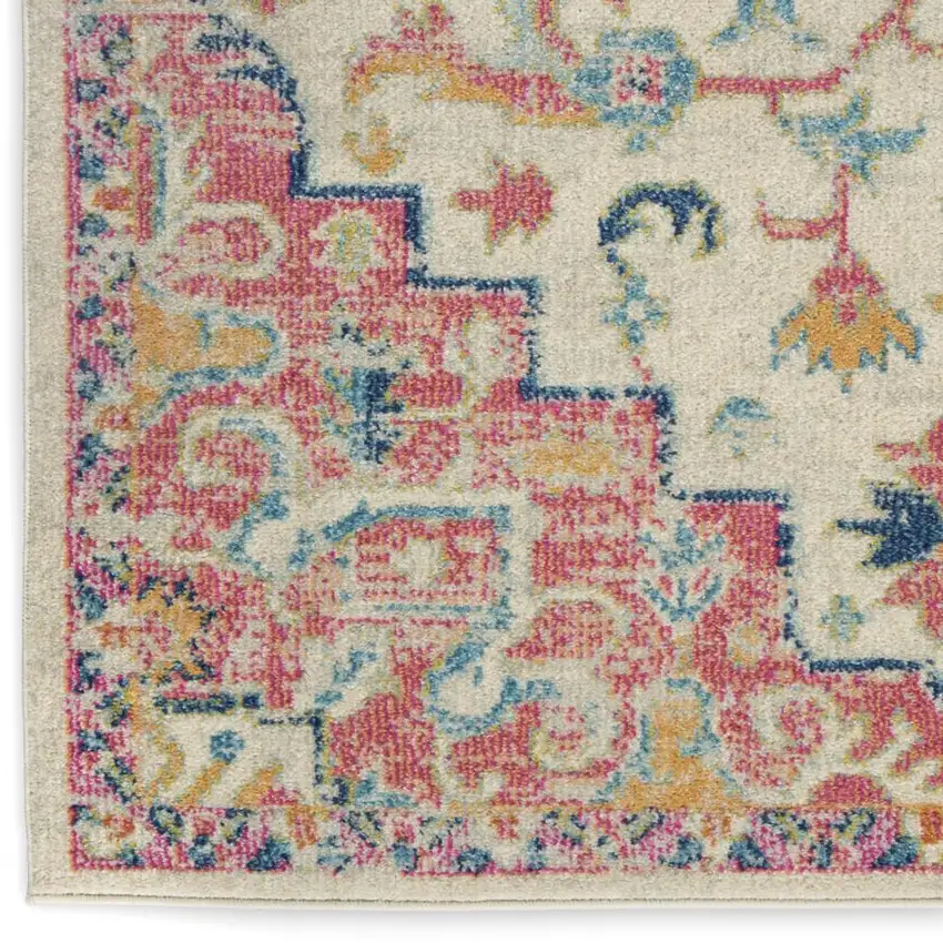 Pink And Ivory Southwestern Distressed Area Rug Photo 8
