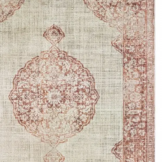 Ivory and Pink Medallion Area Rug Photo 4