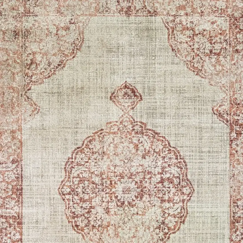 Ivory and Pink Medallion Area Rug Photo 4