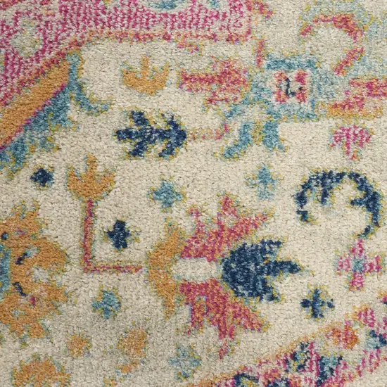 6' Pink And Ivory Southwestern Distressed Runner Rug Photo 3