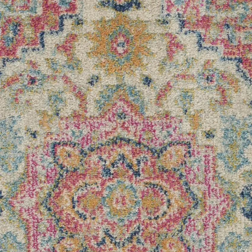 Pink And Ivory Southwestern Distressed Area Rug Photo 5