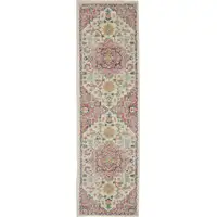 Photo of Ivory and Pink Medallion Scatter Rug