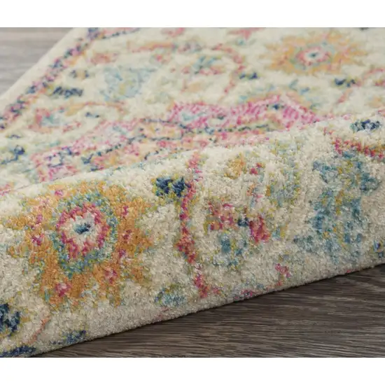 8' Pink And Ivory Southwestern Distressed Runner Rug Photo 7