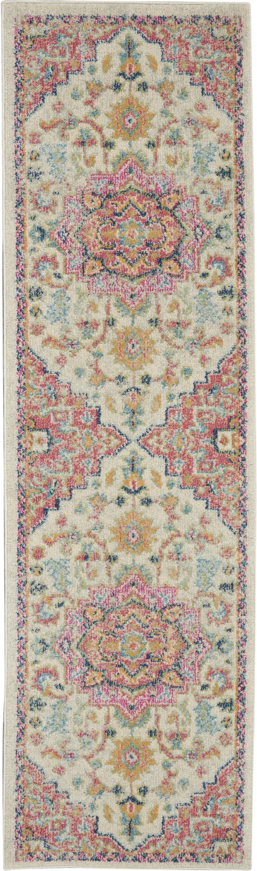 8' Pink And Ivory Southwestern Dhurrie Runner Rug Photo 8