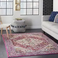 Photo of Ivory and Pink Oriental Area Rug
