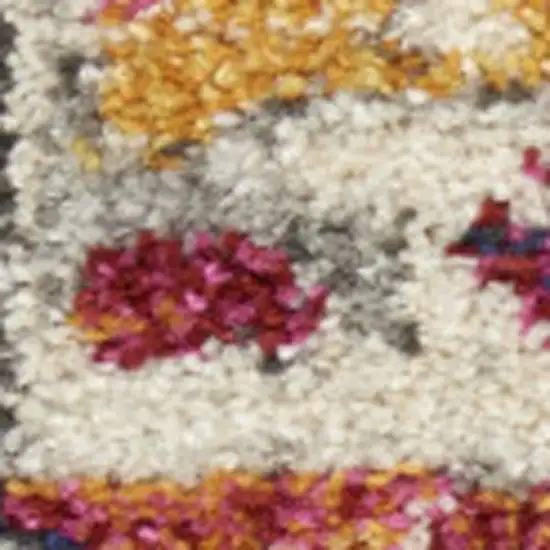 Pink Orange And Ivory Medallion Distressed Area Rug Photo 7