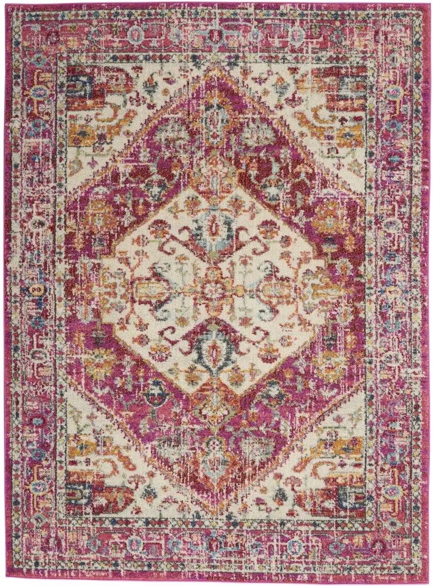 Pink And Ivory Power Loom Area Rug Photo 9