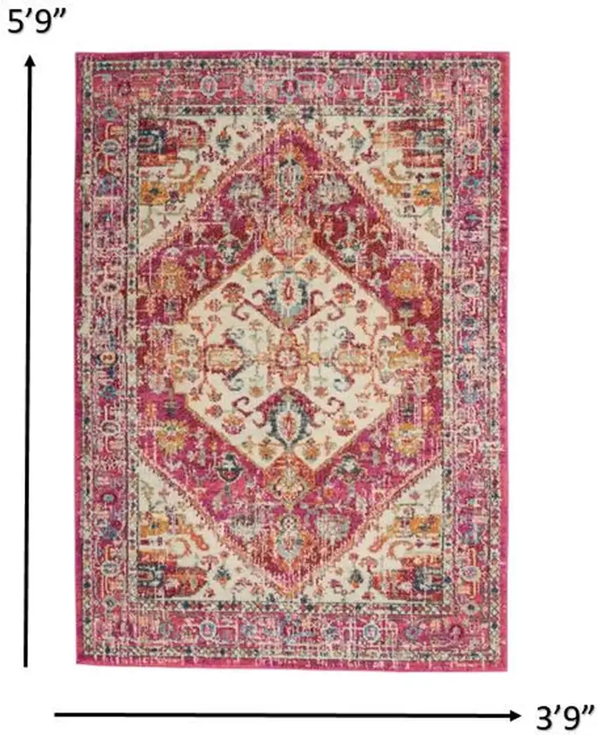Pink And Ivory Power Loom Area Rug Photo 3