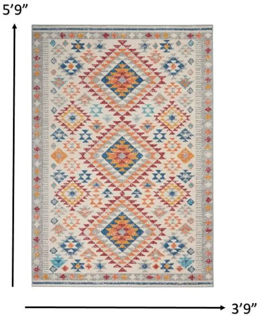 Ivory and Red Diamonds Area Rug Photo 6