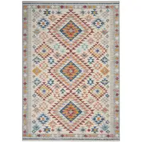 Photo of Ivory and Red Diamonds Area Rug