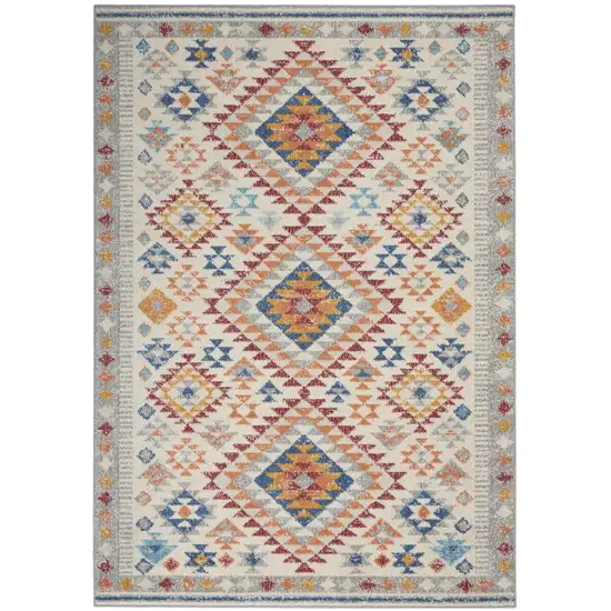 Ivory And Blue Geometric Area Rug Photo 8
