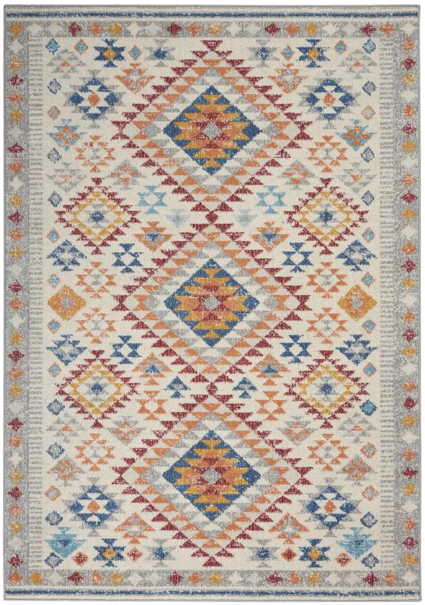 Ivory and Red Diamonds Area Rug Photo 1