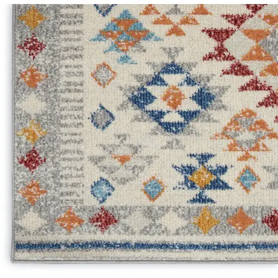 Ivory And Blue Geometric Area Rug Photo 8