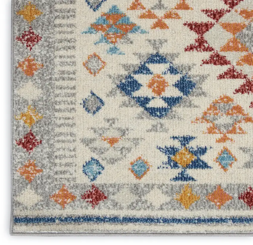 Ivory And Blue Geometric Area Rug Photo 8