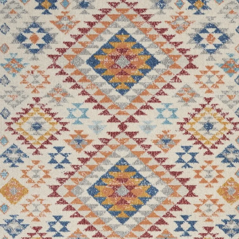 Ivory and Red Diamonds Area Rug Photo 2