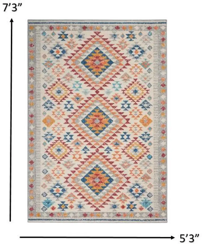Ivory and Red Diamonds Area Rug Photo 6