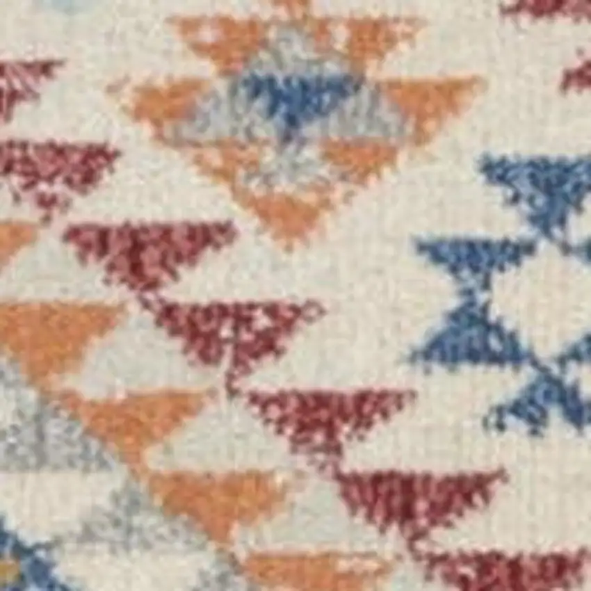 Ivory And Blue Geometric Area Rug Photo 3