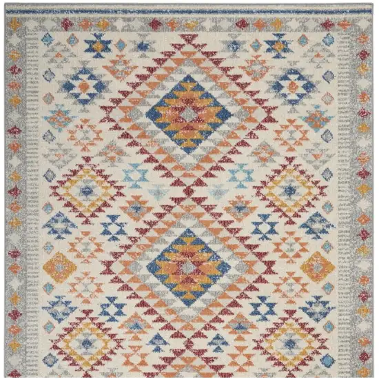 Ivory And Blue Geometric Area Rug Photo 6