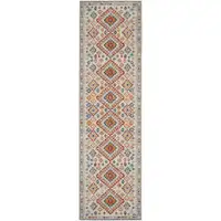 Photo of Ivory and Red Diamonds Runner Rug