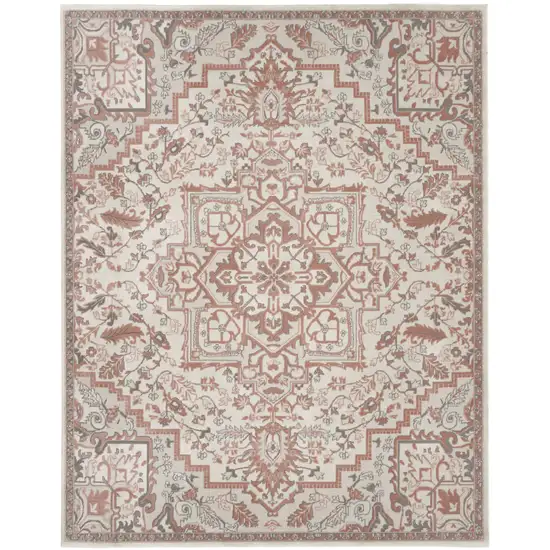 Ivory and Red Floral Non Skid Area Rug Photo 8