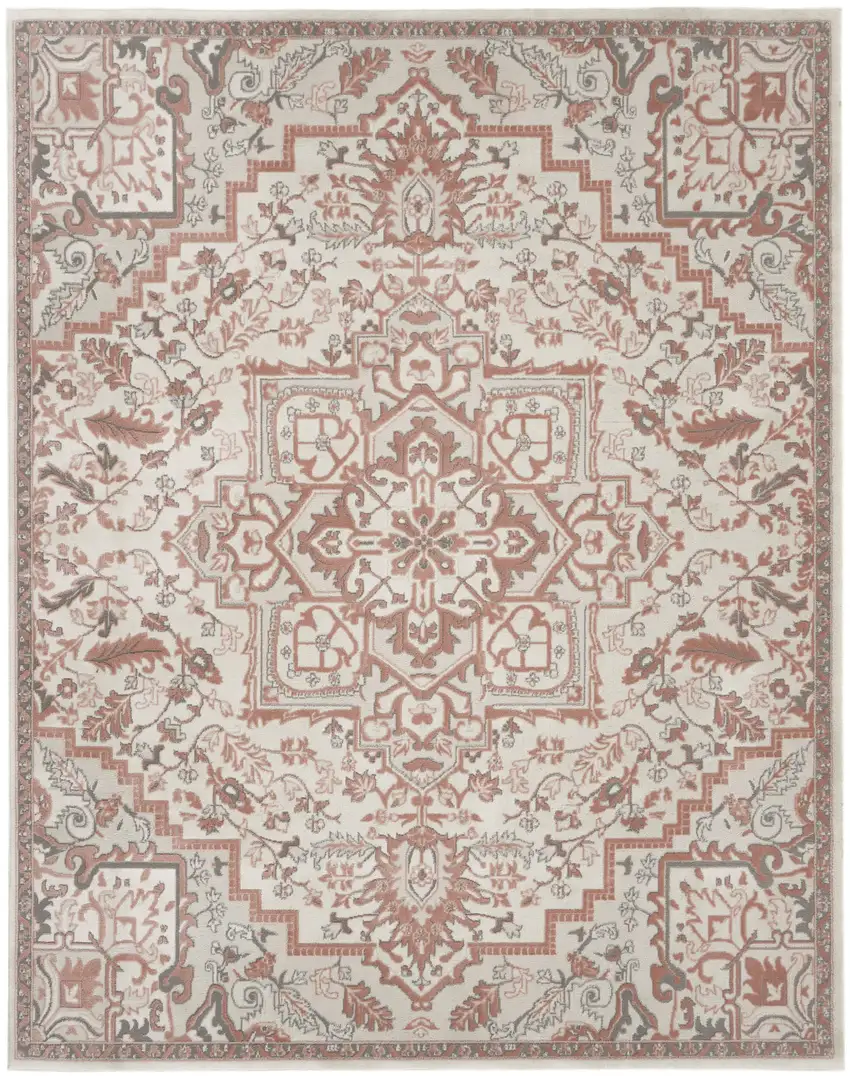 Ivory and Red Floral Non Skid Area Rug Photo 8