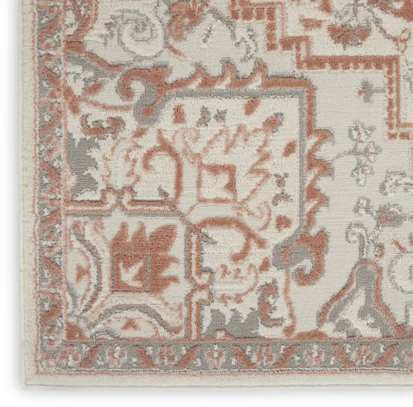 Ivory and Red Floral Non Skid Area Rug Photo 5