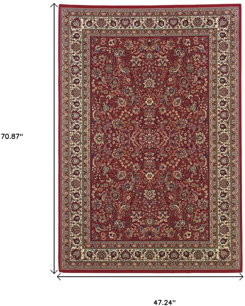 Ivory and Red Oriental Area Rug Photo 3