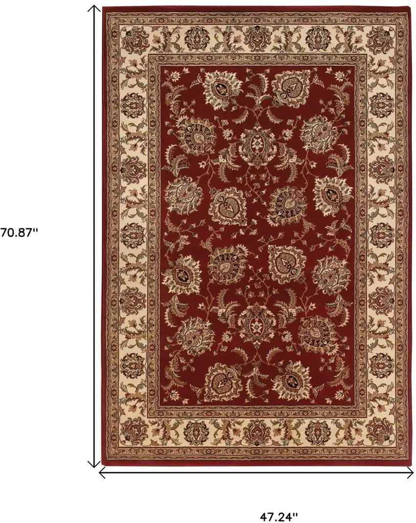 Ivory and Red Oriental Area Rug Photo 3