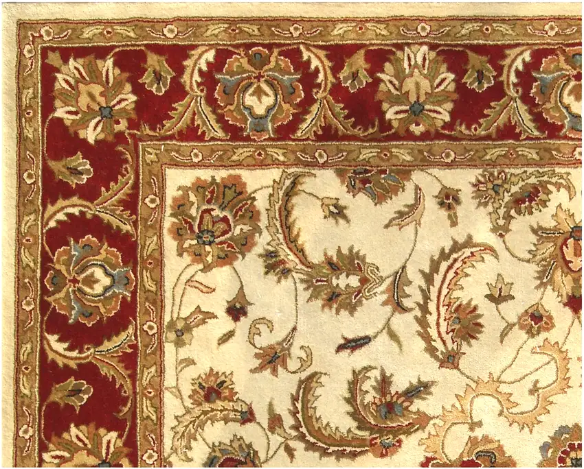 Ivory and Red Oriental Hand Tufted Non Skid Area Rug Photo 3