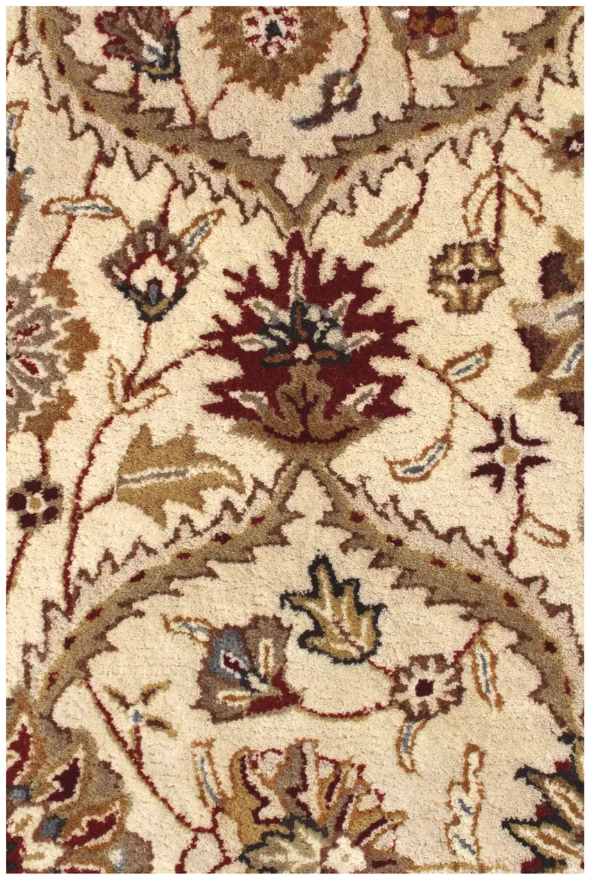 Ivory and Red Oriental Hand Tufted Non Skid Area Rug Photo 3