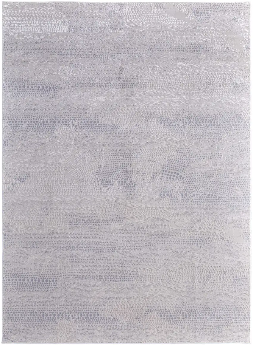 Ivory and Silver Abstract Power Loom Worn Faded Area Rug Photo 2