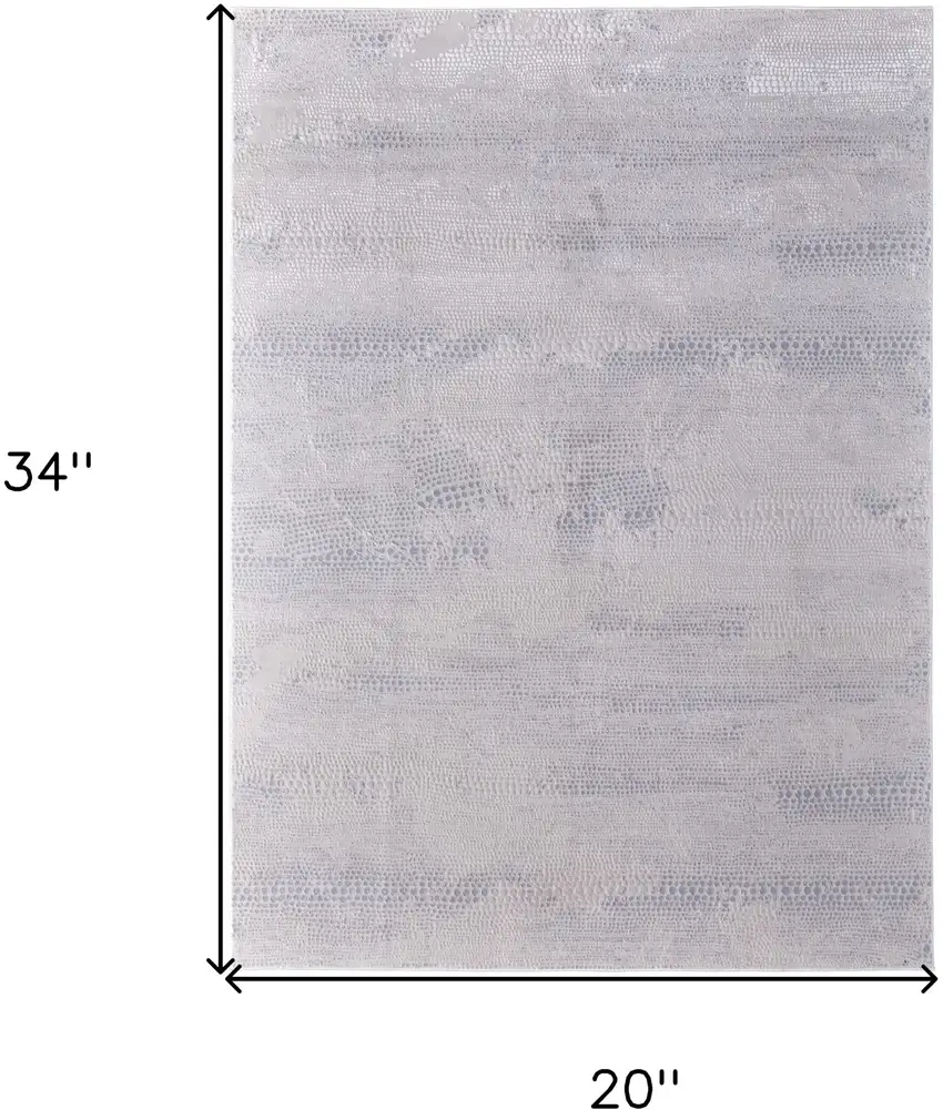 Ivory and Silver Abstract Power Loom Worn Faded Area Rug Photo 3
