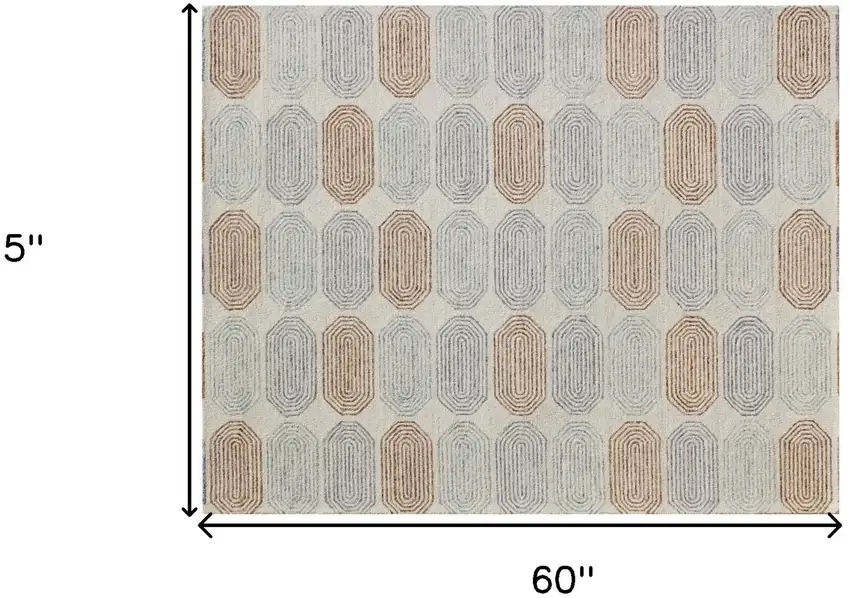 Ivory and Silver Wool Abstract Geometric Hand Tufted Non Skid Area Rug Photo 3