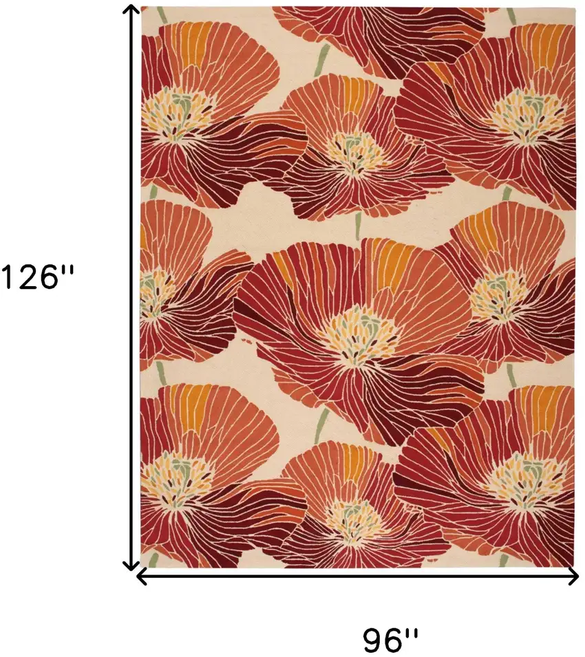 Ivory and Sunset Floral Hand Hooked Area Rug Photo 3
