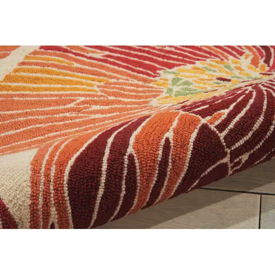 Ivory and Sunset Floral Hand Hooked Area Rug Photo 8