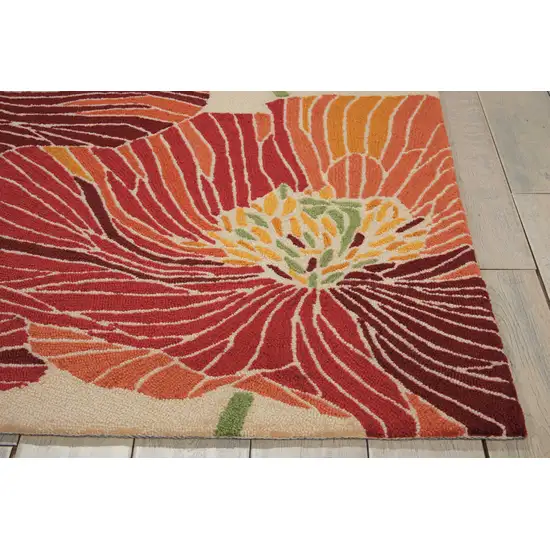 Ivory and Sunset Floral Hand Hooked Area Rug Photo 9