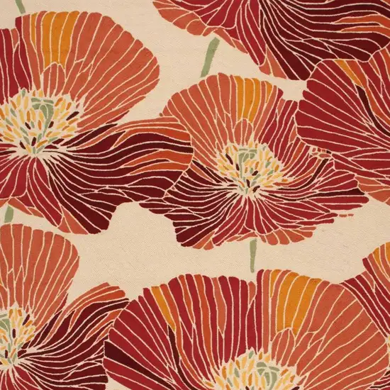 Ivory and Sunset Floral Hand Hooked Area Rug Photo 5