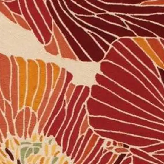 Ivory and Sunset Floral Hand Hooked Area Rug Photo 4