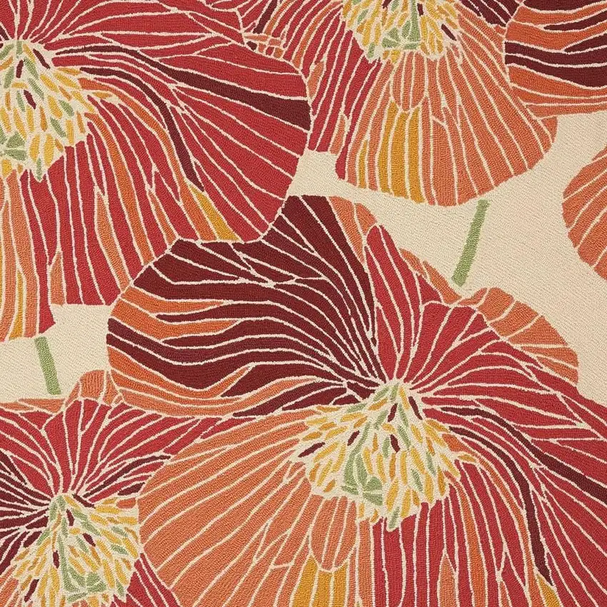 Ivory and Sunset Floral Hand Hooked Area Rug Photo 4