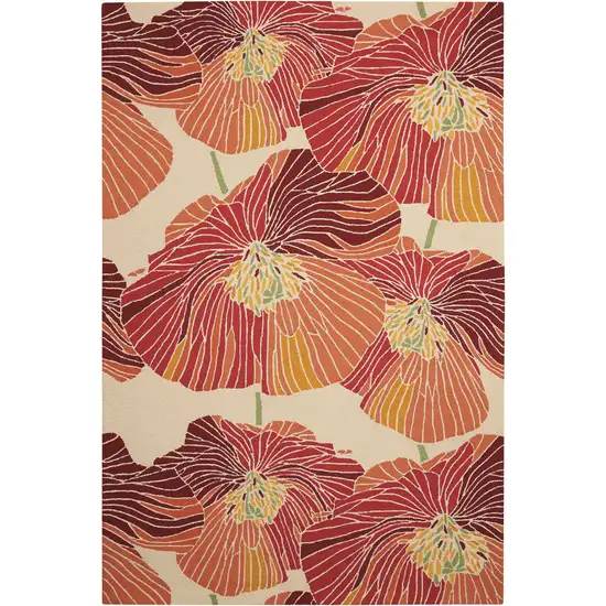 Ivory and Sunset Floral Hand Hooked Area Rug Photo 3