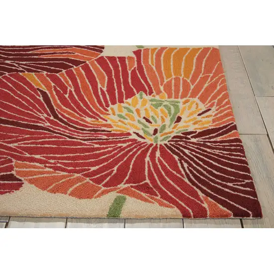 Ivory and Sunset Floral Hand Hooked Area Rug Photo 8