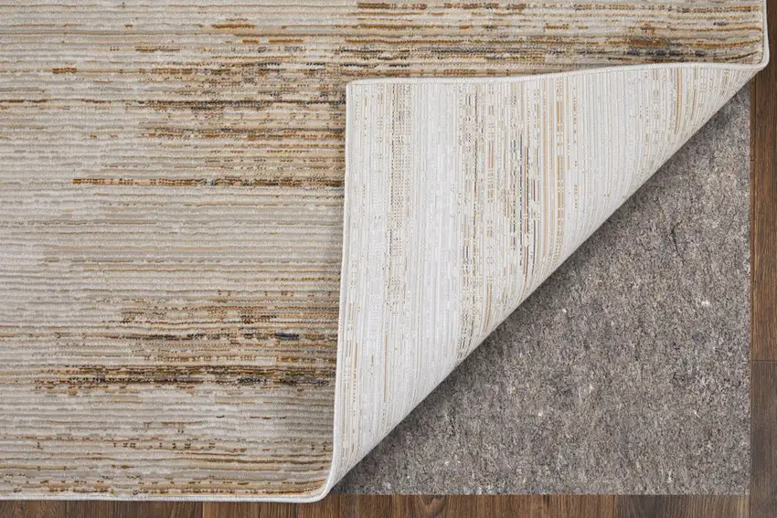 Ivory and Tan Abstract Power Loom Worn Faded Area Rug Photo 9