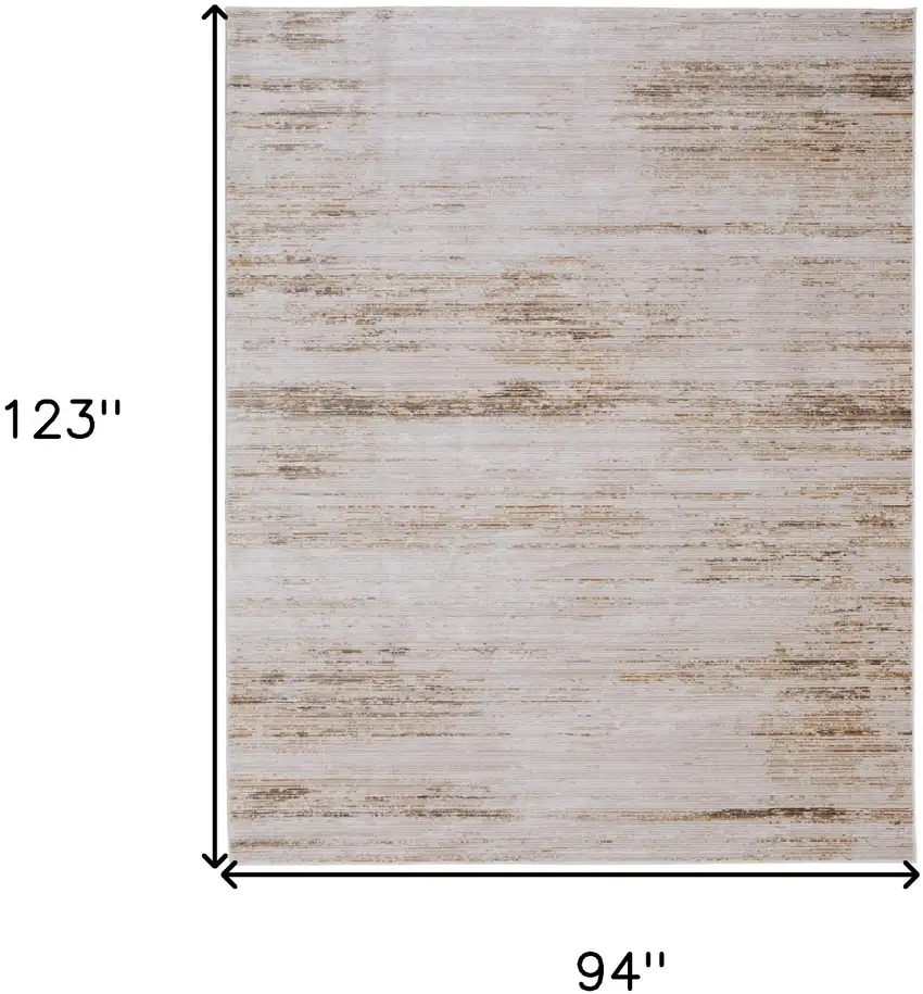 Ivory and Tan Abstract Power Loom Worn Faded Area Rug Photo 3