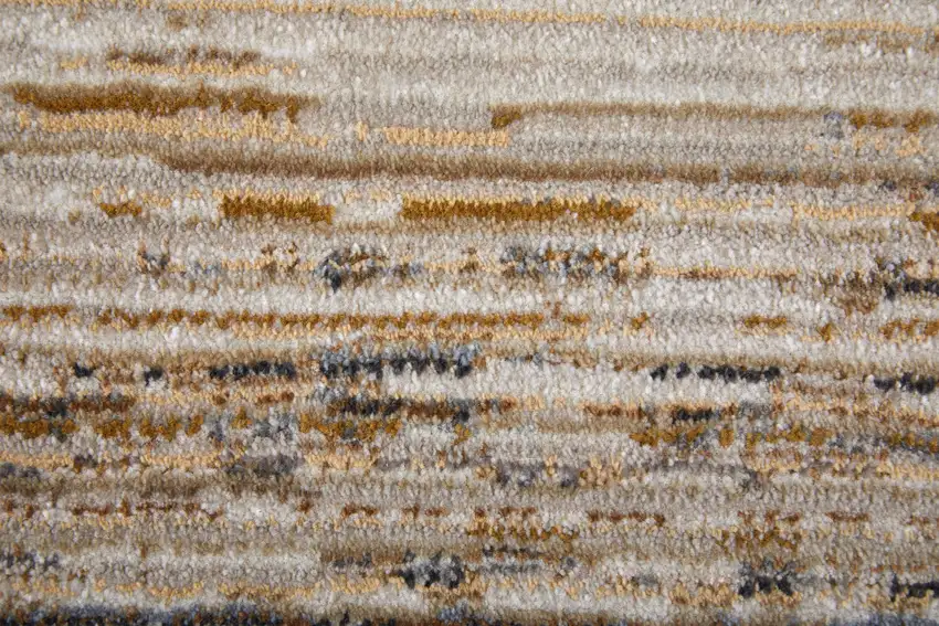 Ivory and Tan Abstract Power Loom Worn Faded Area Rug Photo 9