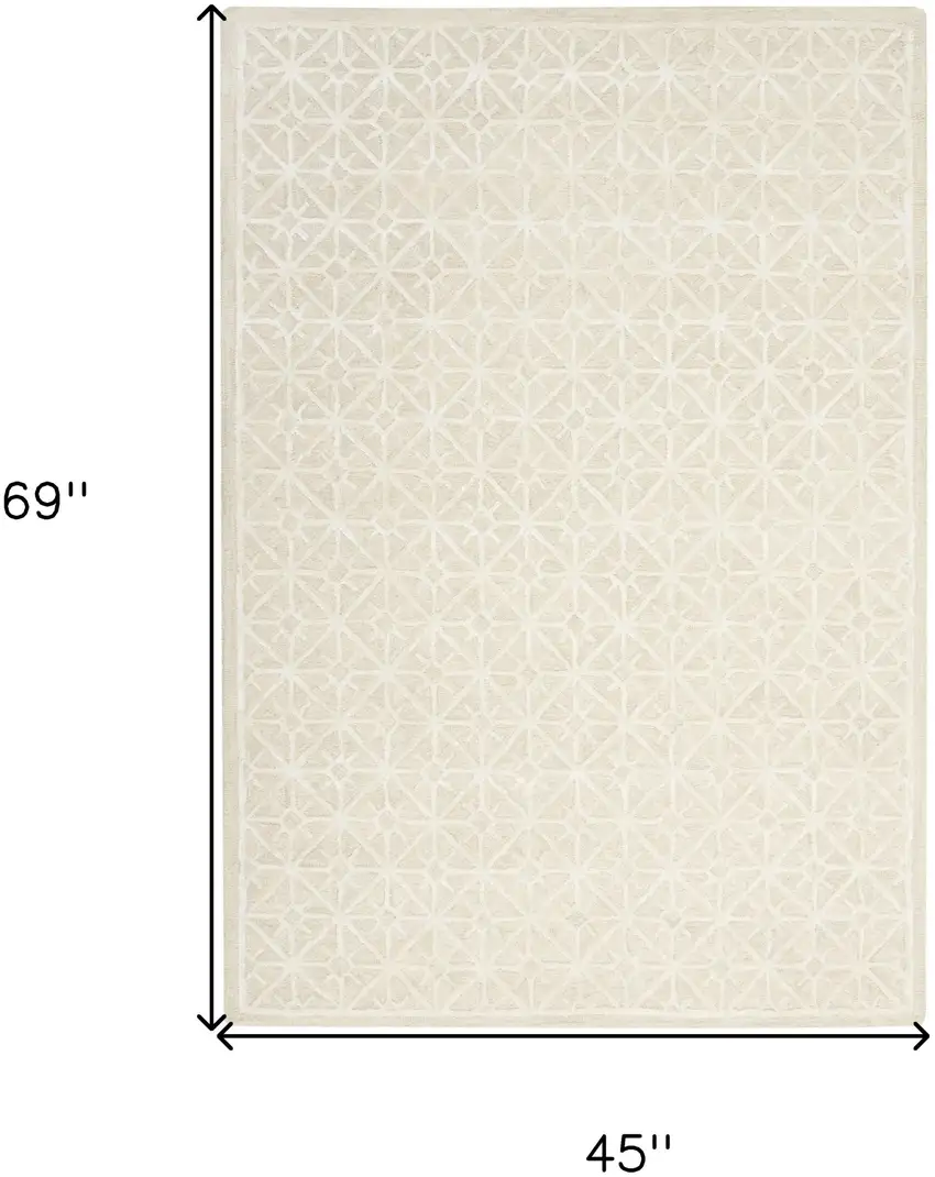 Ivory and Tan Geometric Hand Tufted Area Rug Photo 10