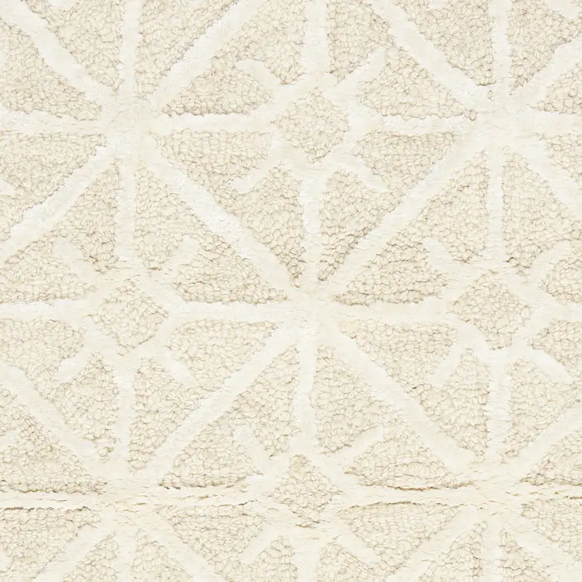Ivory and Tan Geometric Hand Tufted Area Rug Photo 8