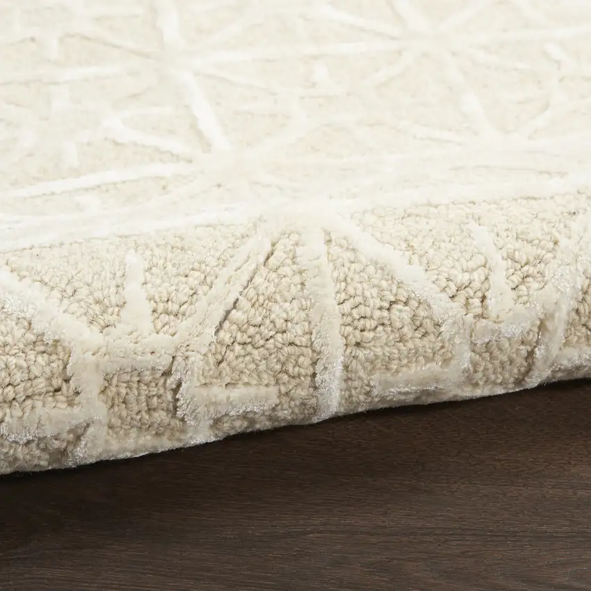 Ivory and Tan Geometric Hand Tufted Area Rug Photo 9
