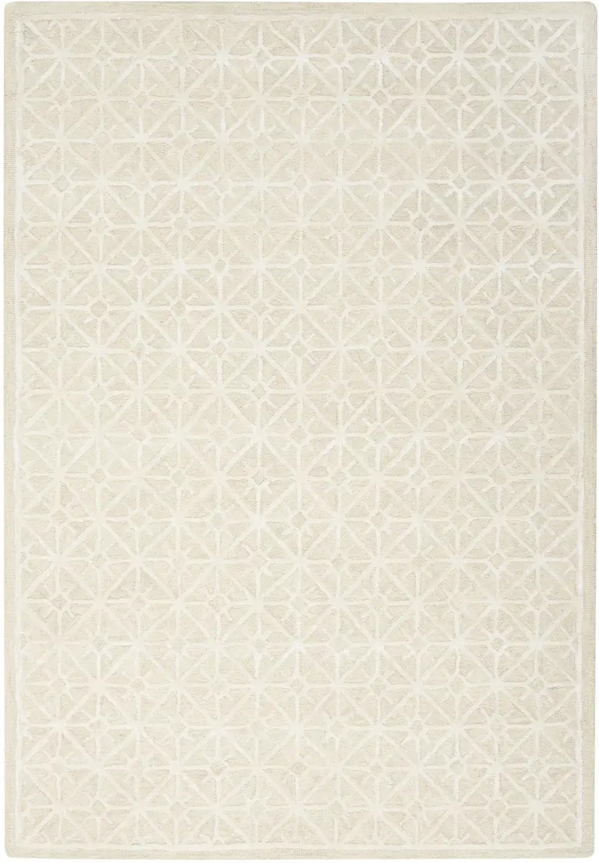 Ivory and Tan Geometric Hand Tufted Area Rug Photo 3