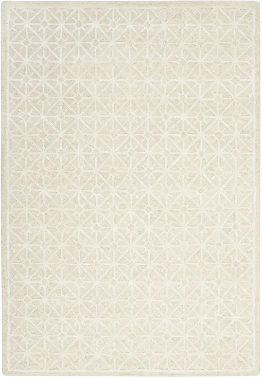 Ivory and Tan Geometric Hand Tufted Area Rug Photo 4