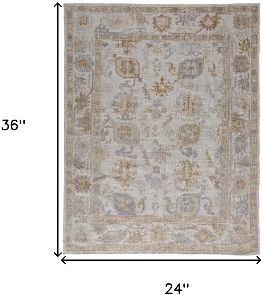 Ivory and Tan Medallion Handmade Distressed Indoor Outdoor Area Rug Photo 3